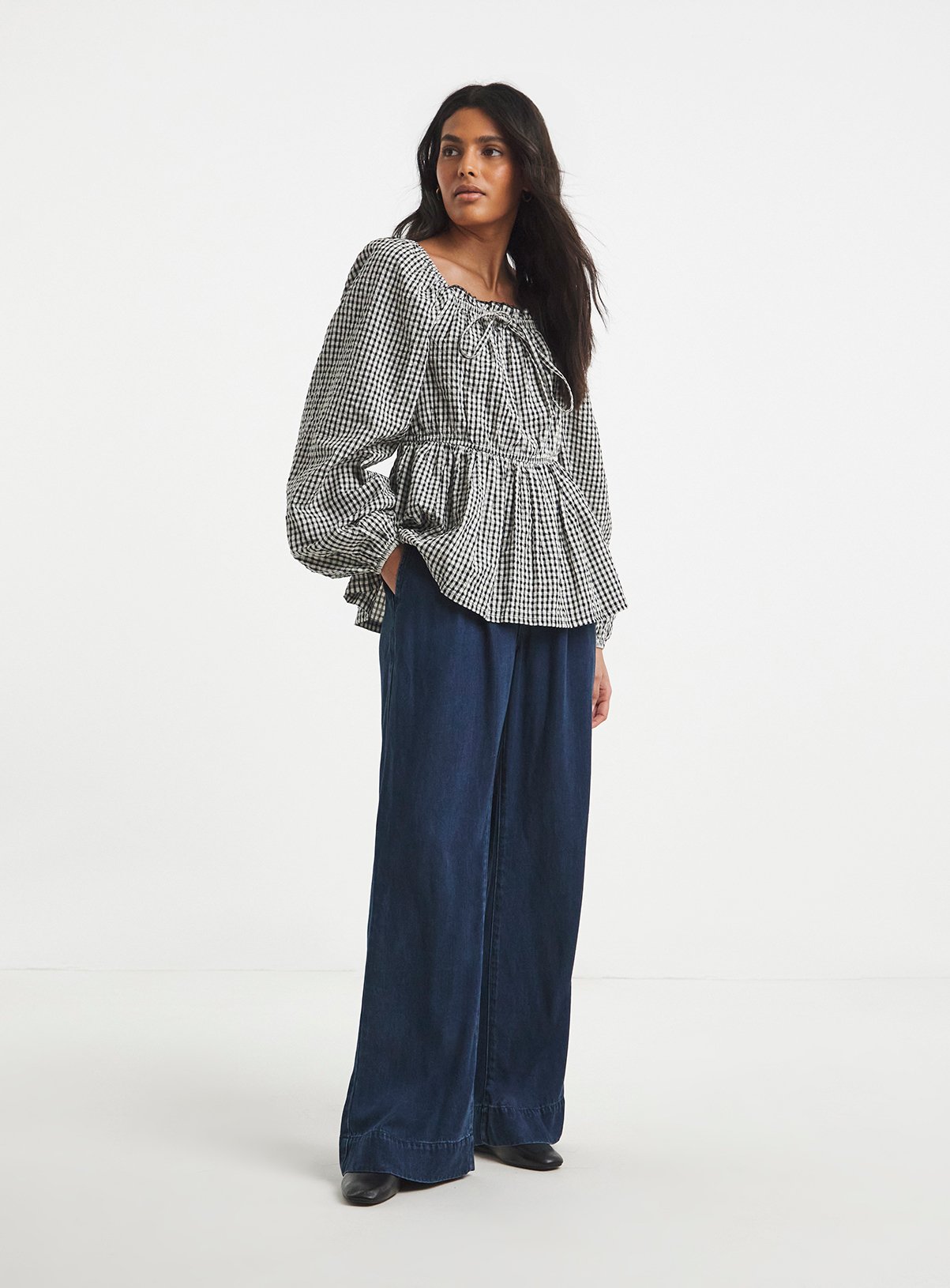 SIMPLY BE Gingham Square Neck Blouse 20 - Image 4 thumbnail